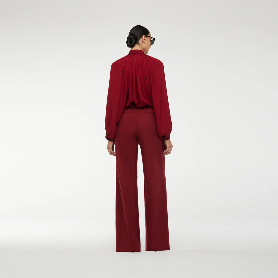 BLOUSE DRESS IN NEW RED SILK CREPE