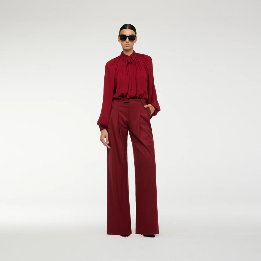 BLOUSE DRESS IN NEW RED SILK CREPE
