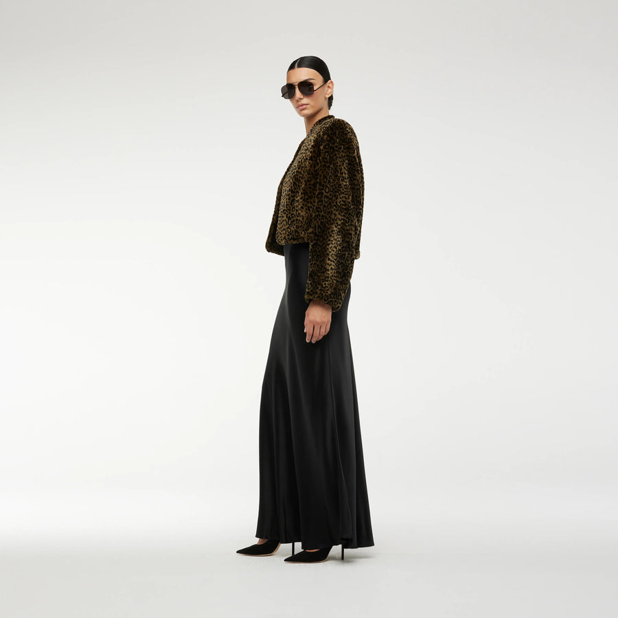 SHORT SHEARLING JACKET WITHLEOPARD PRINT