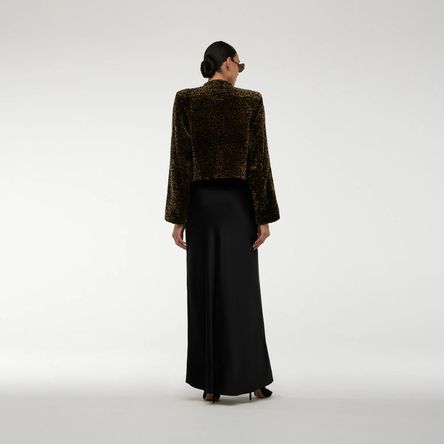 SHORT SHEARLING JACKET WITHLEOPARD PRINT