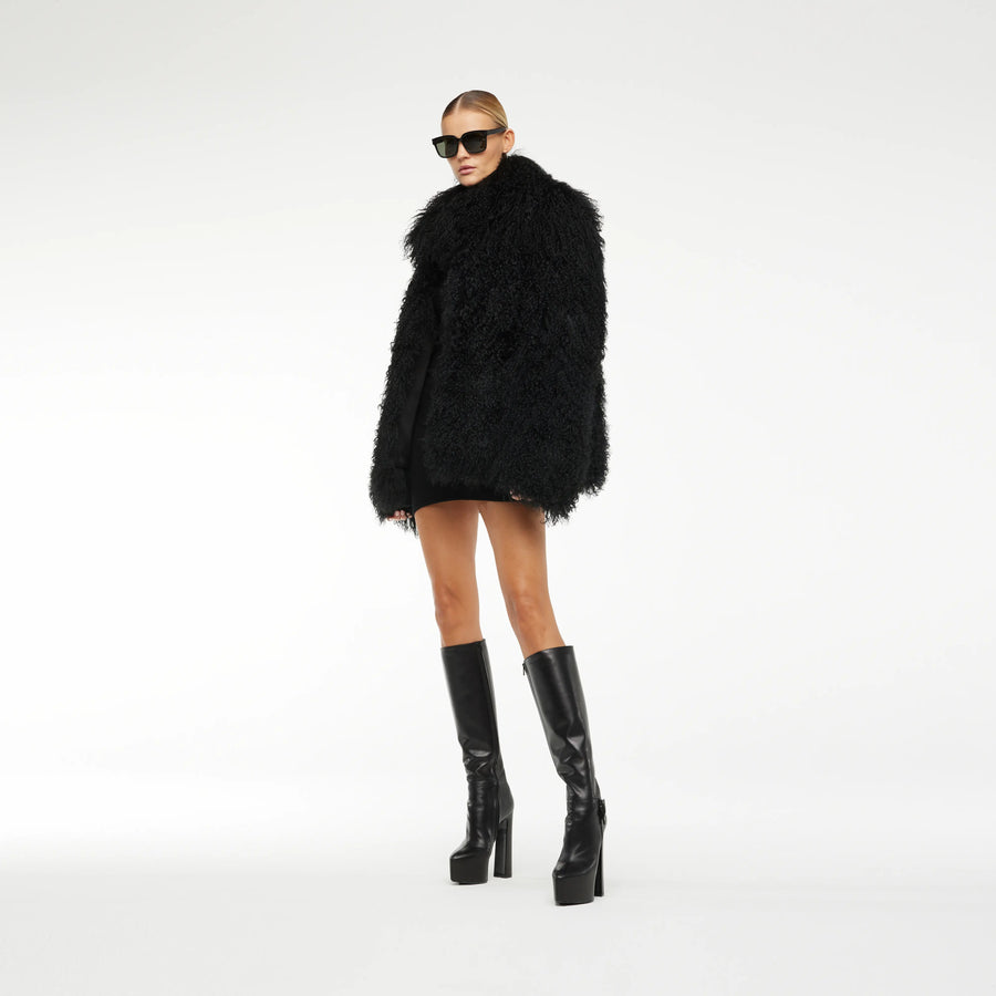 TIBET FUR JACKET IN BLACK