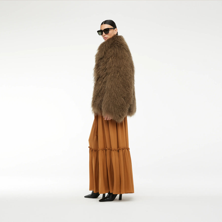 TIBET FUR JACKET IN MOCCA