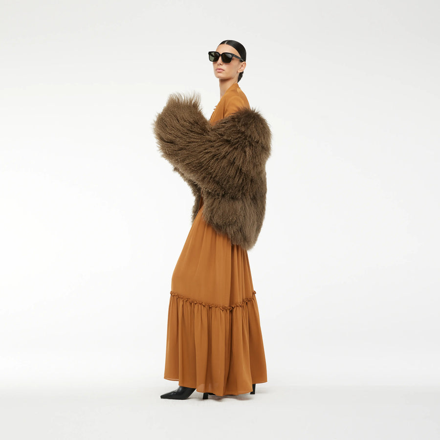 TIBET FUR JACKET IN MOCCA