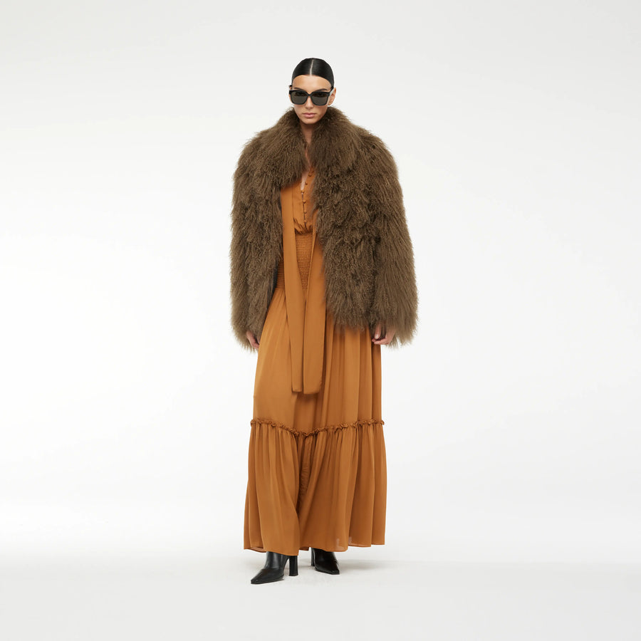 TIBET FUR JACKET IN MOCCA