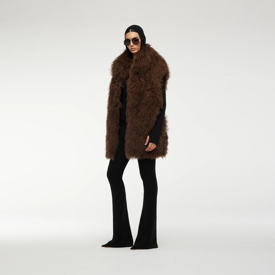 TIBET FUR VEST IN BROWN