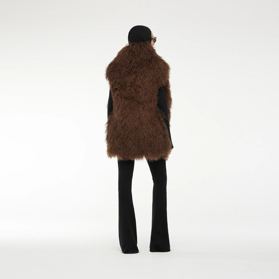 TIBET FUR VEST IN BROWN