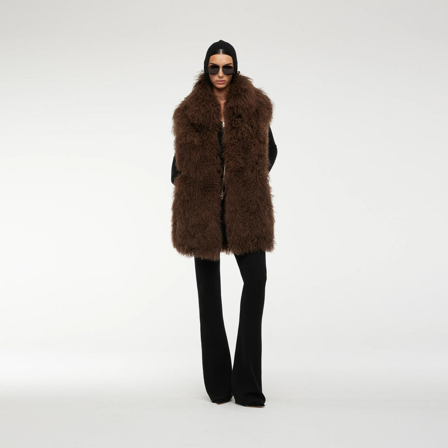 TIBET FUR VEST IN BROWN