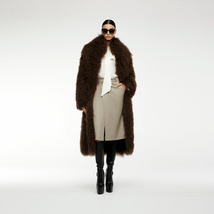 TIBET FUR COAT IN BROWN