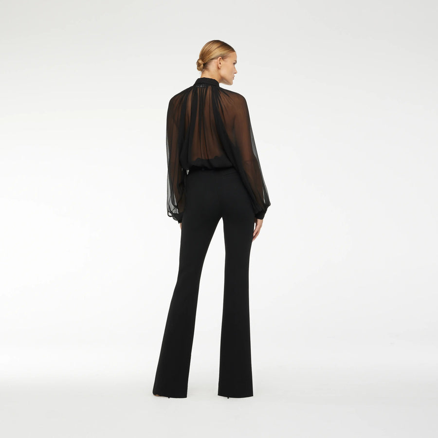 FLAT PANTS IN BLACK WOOL CREPE