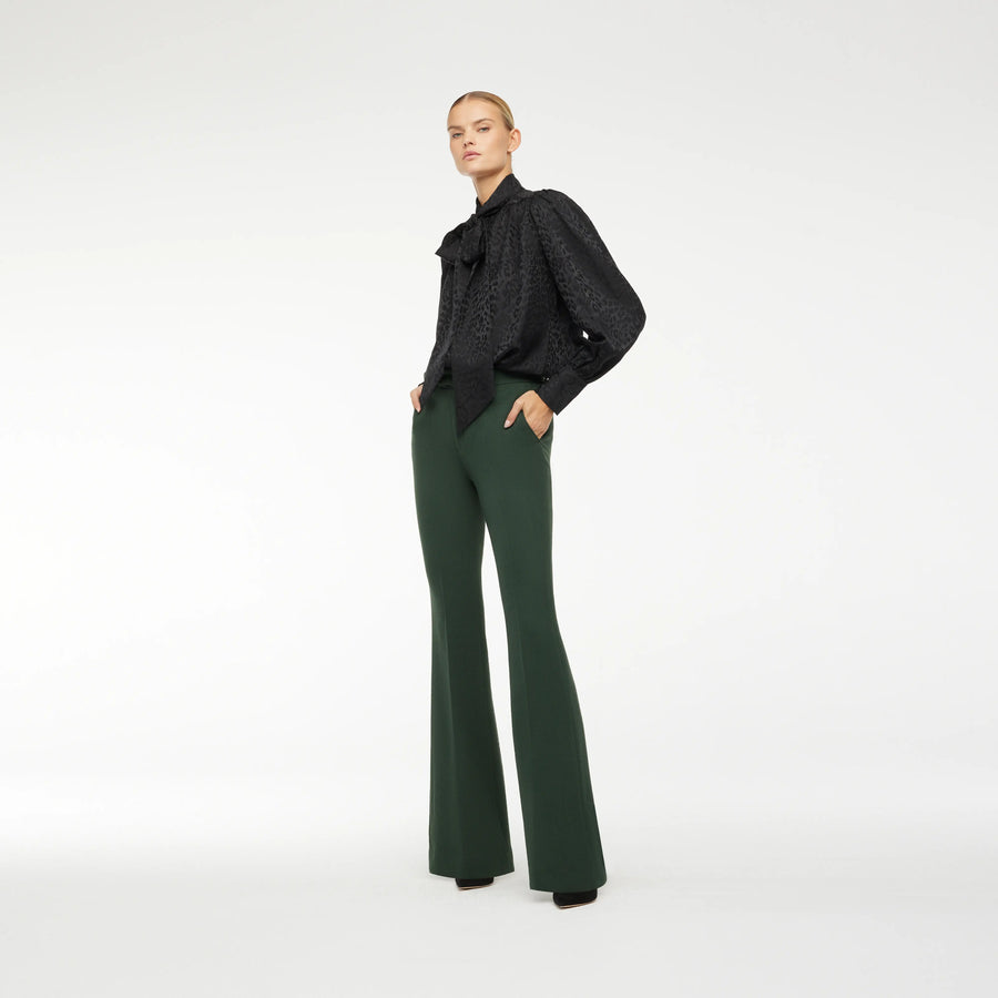 FLAT PANTS IN BOTTLES GREEN WOOL CREPE