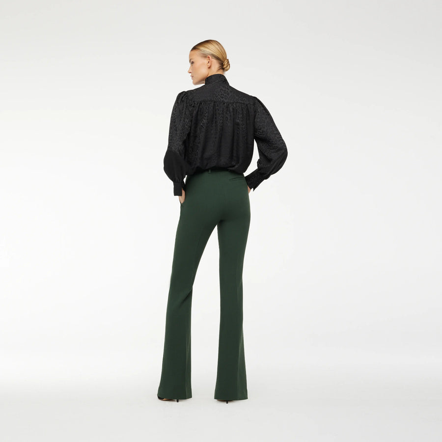 FLAT PANTS IN BOTTLES GREEN WOOL CREPE