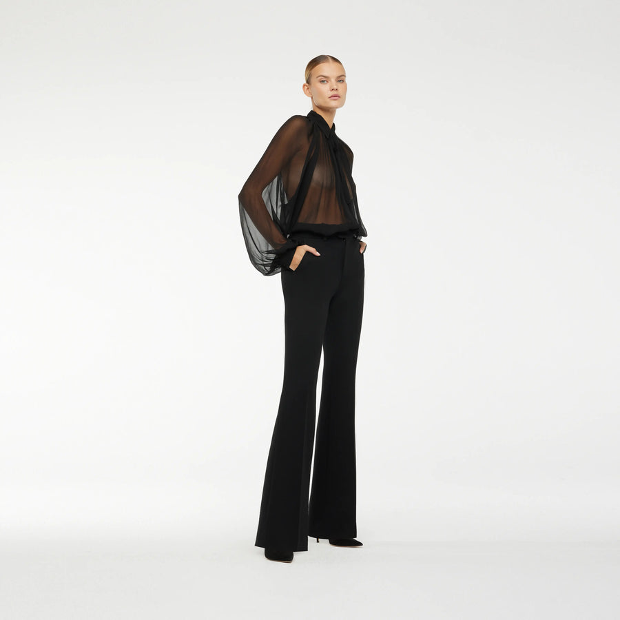 FLAT PANTS IN BLACK WOOL CREPE