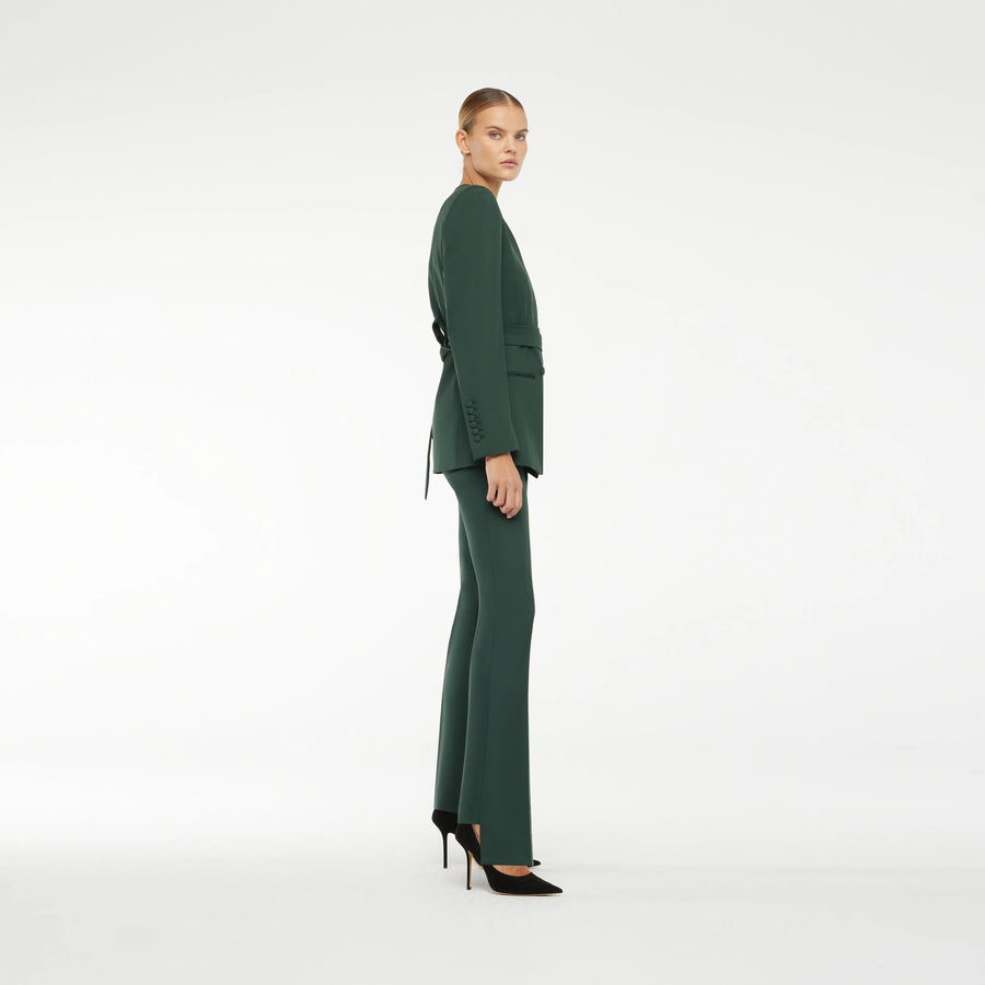 STAIGHT WOOL PANTS IN BOTTLES GREEN