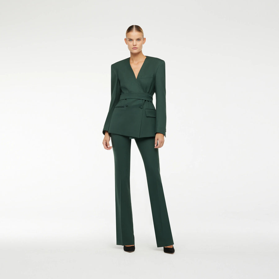 STAIGHT WOOL PANTS IN BOTTLES GREEN