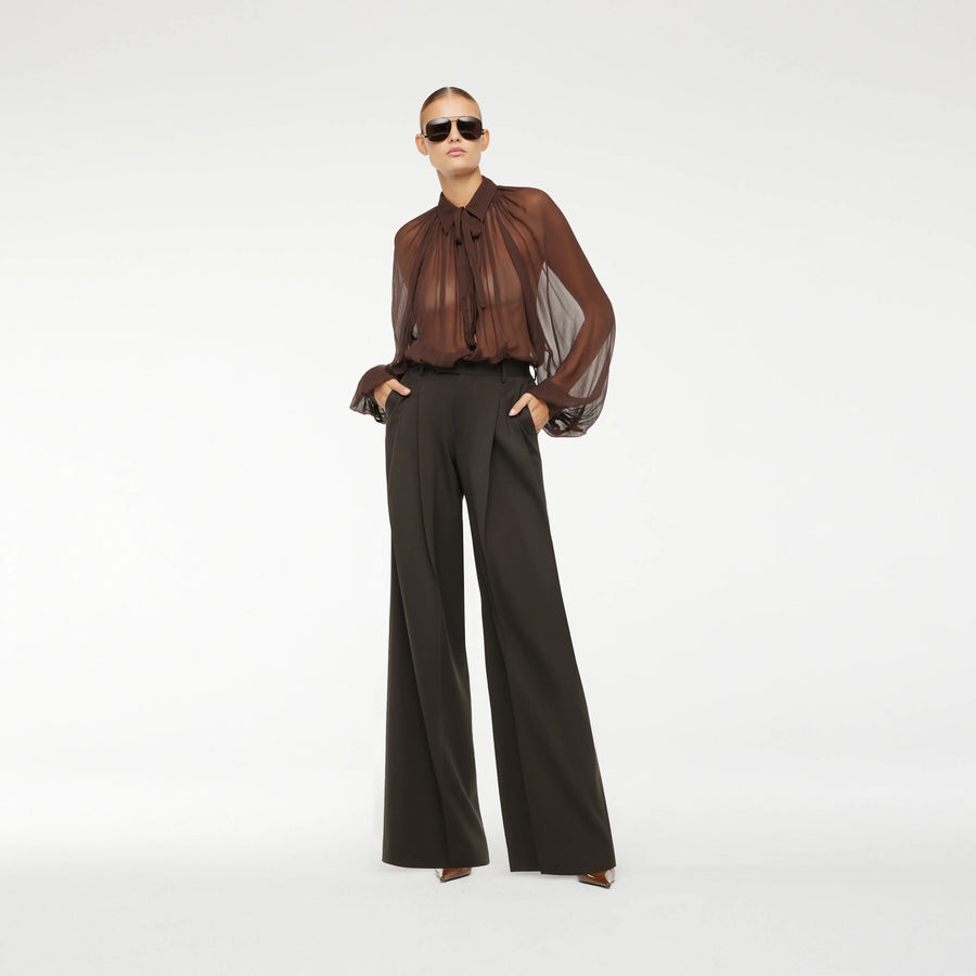 WIDE-LEG PANTS IN BROWN