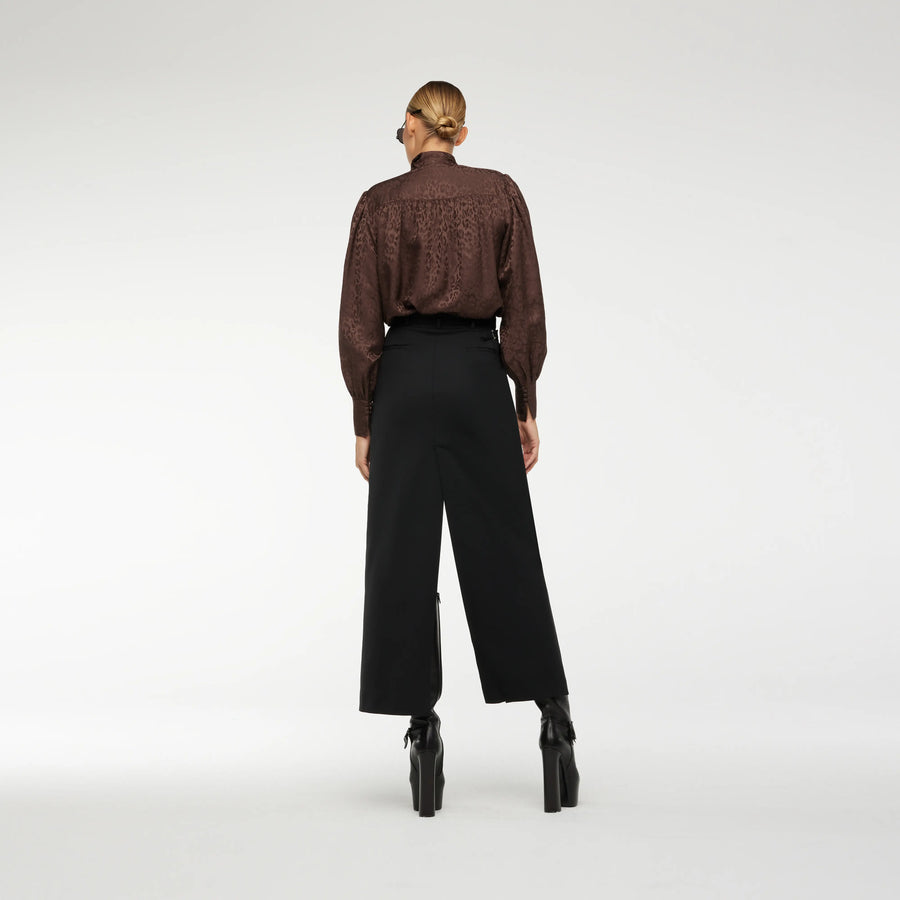 LONG WRAP SKIRT IN BLACK WOOL