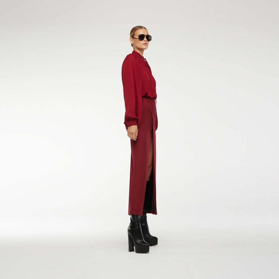 LONG WRAP SKIRT IN NEW RED WOOL