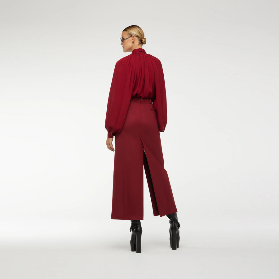 LONG WRAP SKIRT IN NEW RED WOOL