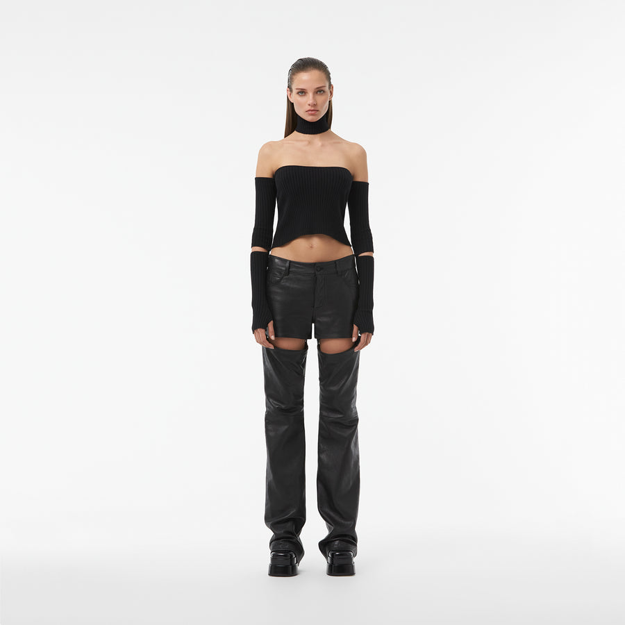 STRAPLESS- CHOKER KNIT TOP IN BLACK