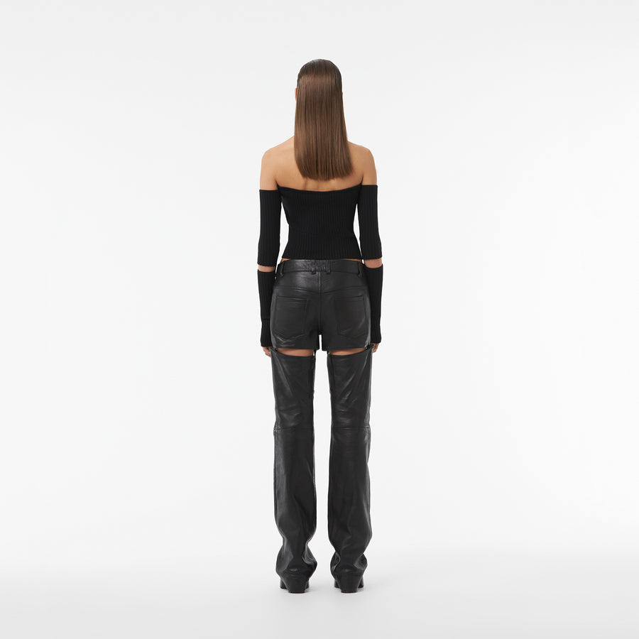 STRAPLESS- CHOKER KNIT TOP IN BLACK