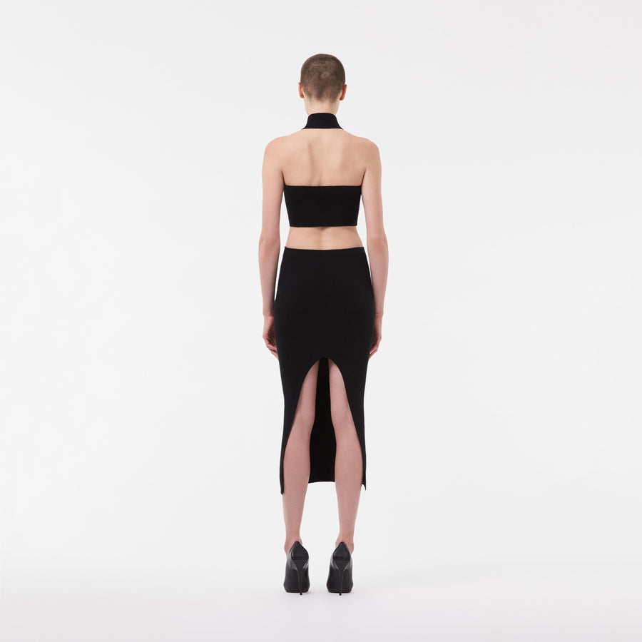 LONG BACKLESS KNIT DRESS