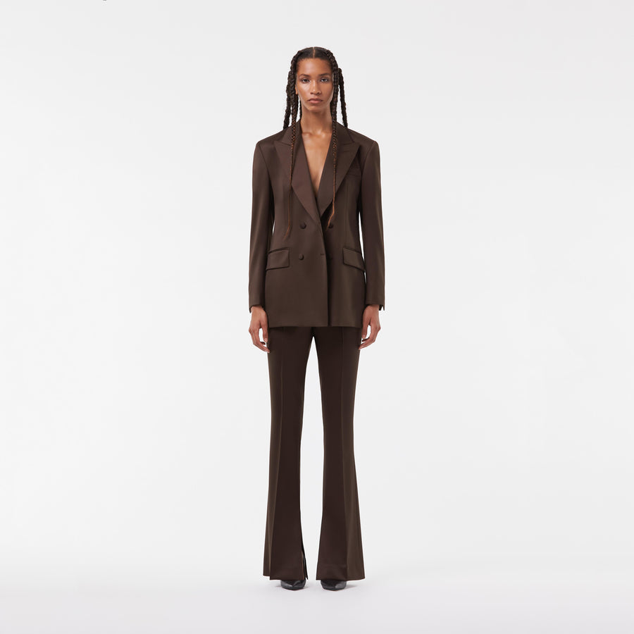 DOUBLE-BREASTED BLAZER IN CHOCOLATE